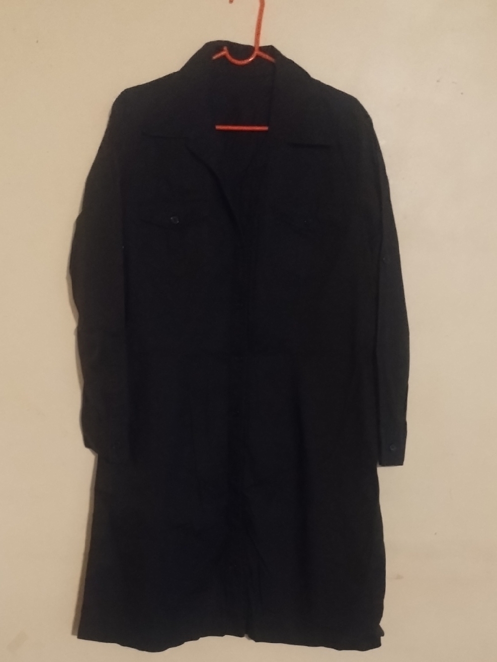 Black Women's Long Sleeve Shirt Classic Trench Style